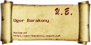 Ugor Barakony névjegykártya